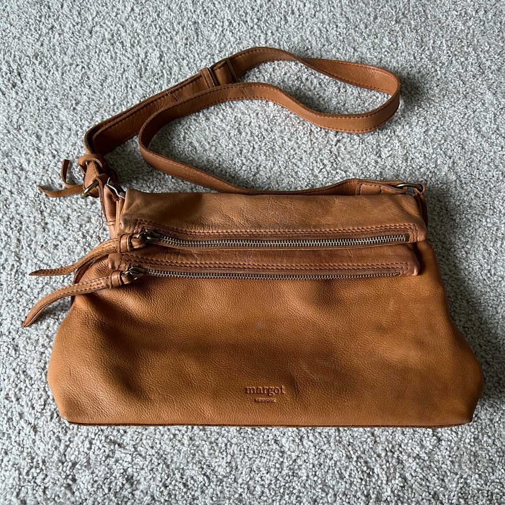 Margot New York Mickey Fold Over Leather Crossbody Bag